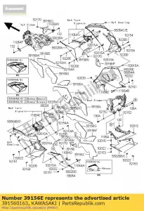 Kawasaki 391560163 pad, cnt carenagem, rh, upp - Lado inferior