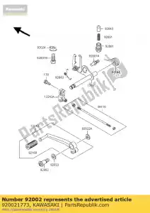 Kawasaki 920021773 parafuso, pedal chane - Lado inferior