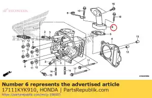 Honda 17111KYK910 tubo, entrada - Lado inferior