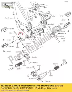 kawasaki 340030128458 uchwyt stopnia, lewy, srebrny klx125 - Dół