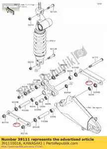 kawasaki 391110018 tirante, suspensão zx636-c1h - Lado inferior