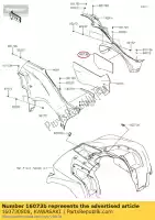 160730808, Kawasaki, isolateur, couvercle latéral, rh kawasaki brute force 750 4x4i eps gff hff kvf750 camo , Nouveau