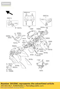 Kawasaki 391561367 almofada, capota superior, direita - Lado inferior