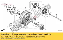 Here you can order the valve, rim (bridgestone) from Honda, with part number 42753KJ9003: