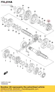 Suzuki 2434141F00 engrenagem, 4ª conduzida - Lado inferior