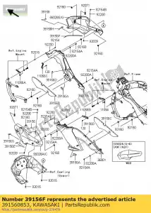 Kawasaki 391560853 almohadilla, carenado lateral, upp, rh - Lado inferior