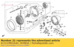 Ici, vous pouvez commander le rester comp., phare auprès de Honda , avec le numéro de pièce 61311MEGA40: