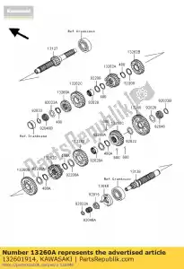 kawasaki 132601914 gear,input 2nd,22t vn1500-p1 - Bottom side