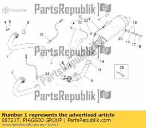Piaggio Group 887217 rh exhaust pipe - Bottom side
