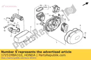 Honda 17251MBA310 câmara, filtro de ar - Lado inferior