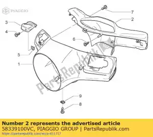 Piaggio Group 58339100VC capa do guiador - Lado inferior