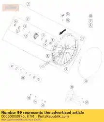 Aquí puede pedir kit de radios trasero 17 de KTM , con el número de pieza 00050000976: