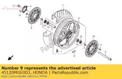 schijf comp., r. Fr. Rem van Honda, met onderdeel nummer 45120MGE003, bestel je hier online: