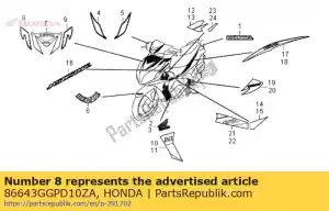 Honda 86643GGPD10ZA striscia, r. fr. copertina * tip - Il fondo