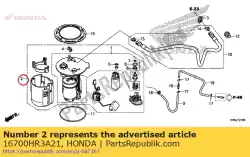 Ici, vous pouvez commander le unité assy carburant pu auprès de Honda , avec le numéro de pièce 16700HR3A21: