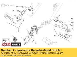 aprilia AP9100756 support de repose-pieds gauche - Face supérieure