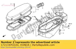 Ici, vous pouvez commander le élément comp., filtre à air auprès de Honda , avec le numéro de pièce 17211KPCD20: