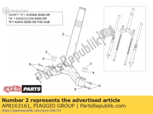 aprilia AP8163161 base do caule - Lado inferior