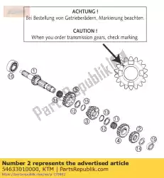 Here you can order the 2nd gear mainshaft 17-t '441 from KTM, with part number 54633010000: