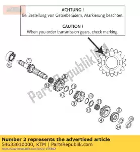 ktm 54633010000 2nd gear mainshaft 17-t '441 - Bottom side