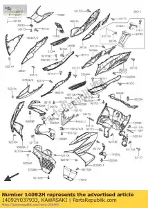kawasaki 14092Y037933 cubierta, cnt, s.black sc300aef - Lado inferior