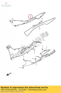 Suzuki 4814105H00291 cover,leg cente - Bottom side