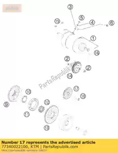 ktm 77340022100 engrenagem de partida intermediária - Lado inferior