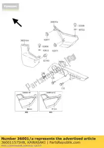 kawasaki 360011575H8 lado de la cubierta, rh, ébano zr1100-c3 - Lado inferior