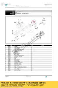 Piaggio Group 653702 placa de base do indicador traseiro direito - Lado inferior