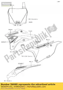 kawasaki 560694102 patroon, lijkwade, lh kx85cef - Onderkant