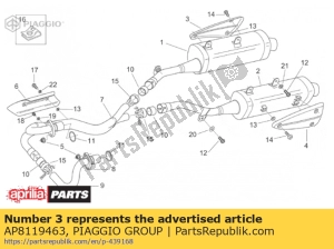 aprilia AP8119463 rh geluiddemper beve.. zwart - Onderkant