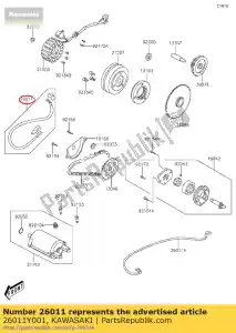 kawasaki 26011Y001 câble, câble de démarrage kvf300 - La partie au fond