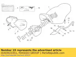 Aqui você pode pedir o conjunto de decalques em Piaggio Group , com o número da peça GU03923351: