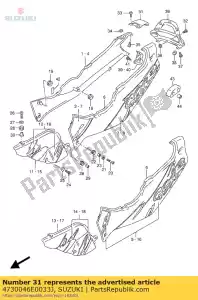 Suzuki 4730046E0033J cubierta, marco ctr - Lado inferior