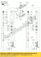 44013018644E, Kawasaki, forcella-tubo interno, rh, blk / g zx140 kawasaki zzr 1400 2014 2015, Nuovo