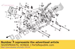 plaat, rr omhoog eng h van Honda, met onderdeel nummer 50205MEA670, bestel je hier online: