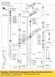 Ici, vous pouvez commander le amortisseur, fourche, lh kx250zff auprès de Kawasaki , avec le numéro de pièce 440710963: