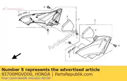 Aqui você pode pedir o cover assy., l. Lado em Honda , com o número da peça 83700MGVD00: