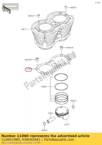 kawasaki 110601889 pakking, cilindervoet ej650-a1 - Onderkant