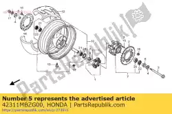 Aqui você pode pedir o colarinho, l. Rr. Lado da roda em Honda , com o número da peça 42311MBZG00:
