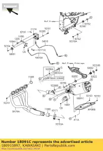 Kawasaki 180910897 silenciador body-comp - Lado inferior