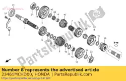 tandwiel, secundaire as derde (27t) van Honda, met onderdeel nummer 23461MCHD00, bestel je hier online: