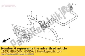 Honda 18651MBW000 tubo a, entrada de ar - Lado inferior