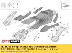 Aprilia AP8149304, Chiusura inferiore reggisella posteriore, OEM: Aprilia AP8149304