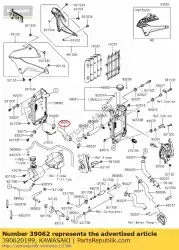 Ici, vous pouvez commander le refroidissement par tuyau, tête-rad. Lh klx25 auprès de Kawasaki , avec le numéro de pièce 390620199: