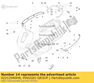 Piaggio Group 62212940H8 tylny zacisk lewego spojlera - Dół