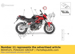 Aprilia B044525, Naklejka na przedni? szyb? lewa, OEM: Aprilia B044525