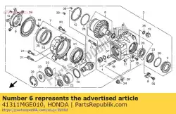 Aqui você pode pedir o case sub assy., engrenagem final em Honda , com o número da peça 41311MGE010: