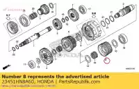 23451HN8A60, Honda, engrenagem, terceiro contraeixo (28t / 38t) honda  trx 650 680 700 2003 2004 2005 2006 2007 2008 2009 2010 2012 2017 2018 2019 2020, Novo