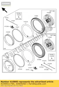 kawasaki 410900117WC rueda, fr, 1.60x21, al nipp klx45 - Lado inferior